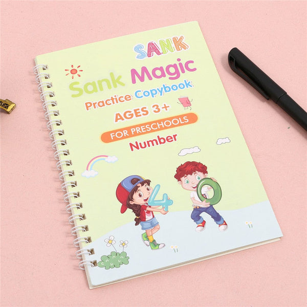 Sank Magic Practice Copybook [4 Books, 1 Pen, 1 Grip, 10 Refill]