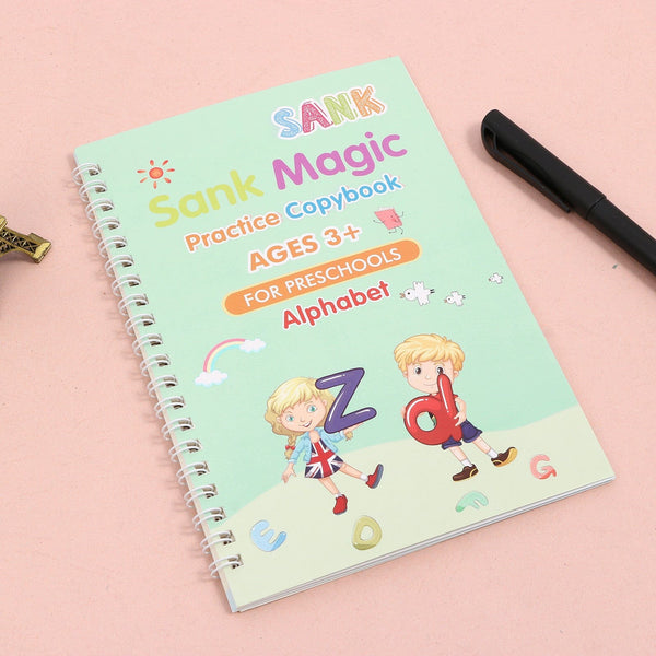 Sank Magic Practice Copybook [4 Books, 1 Pen, 1 Grip, 10 Refill]