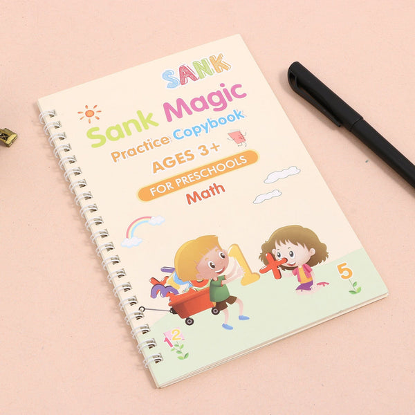 Sank Magic Practice Copybook [4 Books, 1 Pen, 1 Grip, 10 Refill]