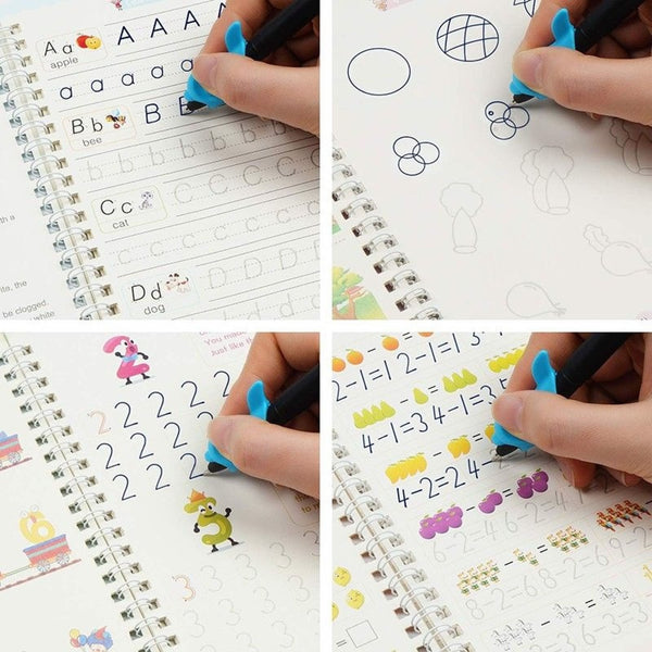 Sank Magic Practice Copybook [4 Books, 1 Pen, 1 Grip, 10 Refill]